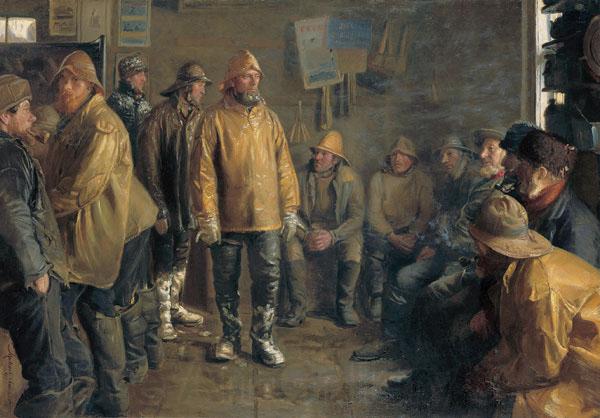 Michael Ancher In the grocery store on a winter day when there is no fishing Norge oil painting art